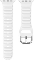 Siliconen bandje - geschikt voor Apple Watch Series 1/2/3/4/5/6/7/8/Ultra/Ultra 2/SE met case size 42 mm / 44 mm / 45 mm / 49 mm - wit