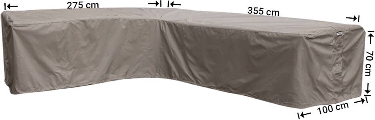 Raffles Covers beschermhoes loungeset / hoekbank (L-vorm) - 355 x 275 H: 70 cm - RHS355275left - Hoes voor hoekbank met ongelijke zijden - Lange zijde links (vanaf zitpositie)