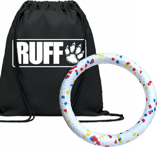 RUFF - Jouet pour chien indestructible - Anneau à mâcher Chiens - speelgoed chien - Wit - ⌀ 18cm - Convient aux petits chiens et aux chiens de taille moyenne