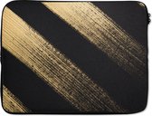 Laptophoes 17 inch - Gouden verfstrepen op een zwarte achtergrond - Laptop sleeve - Binnenmaat 42,5x30 cm - Zwarte achterkant