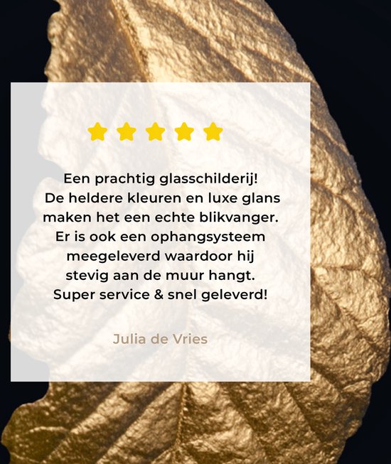 MuchoWow® Glasschilderij 40x30 cm - Schilderij acrylglas - Bladeren - Luxe - Goud - Zwart - Natuur - Foto op glas - Schilderijen