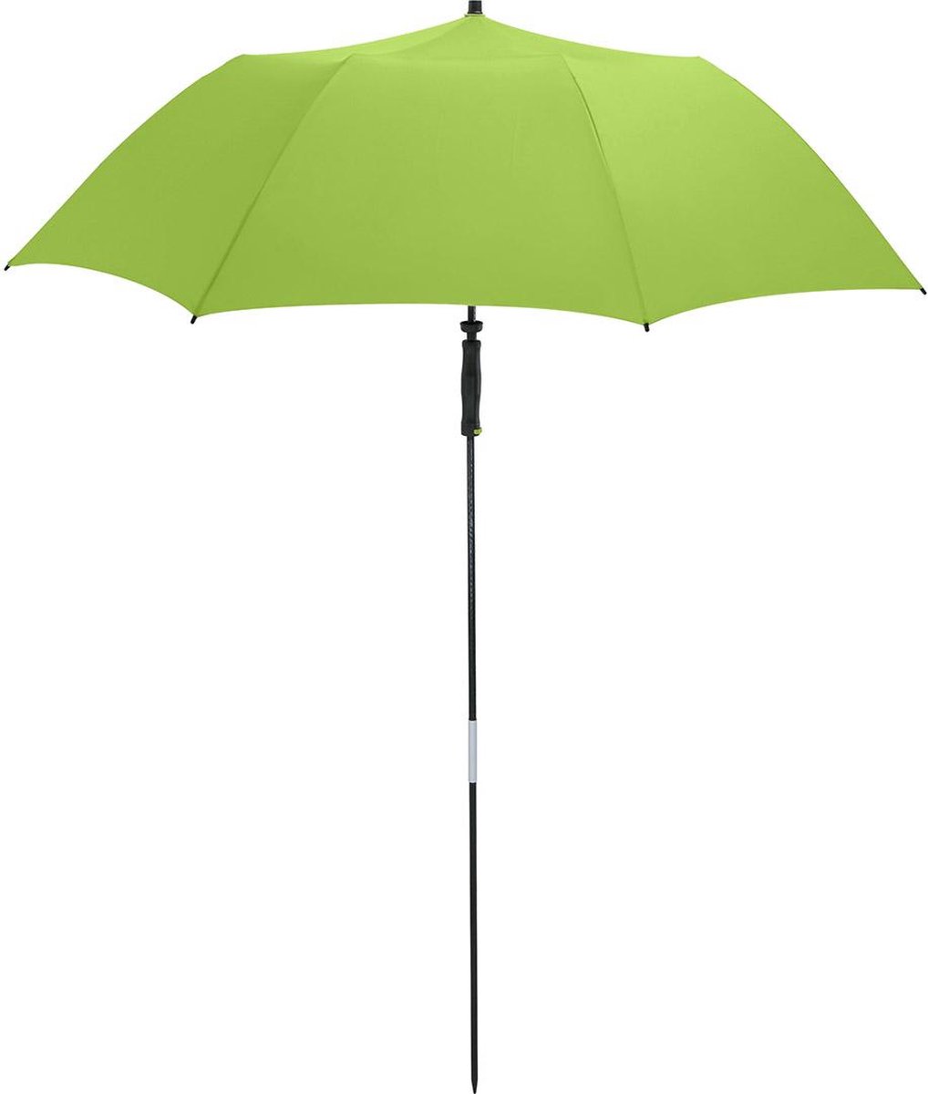 Fare Travelmate 6139 strandparasol en paraplu in één met UPF+50 UV-bescherming Ø 147 cm groen lichtgroen grasgroen windproof windbestendig stormvast stormbestendig parasol opvouwbaar stevige reisparaplu