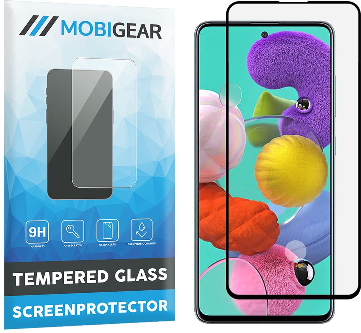 Mobigear Screenprotector geschikt voor Samsung Galaxy A51 Glazen | Mobigear Premium Screenprotector - Case Friendly - Zwart