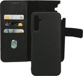 Mobiparts hoesje geschikt voor Samsung Galaxy A14 4G/5G - Wallet 2-in-1 Boekhoesje - MagSafe - Echt Leder - Uitneembare Case - Sterke Magneet Sluiting - Contactloos betalen - Zwart