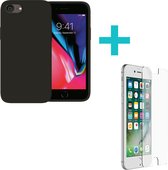 Ceezs telefoonhoesje geschikt voor Apple iPhone 7 / 8 / Apple iPhone SE 2020 / SE 2022 hoesje - Zwart + glazen Screenprotector