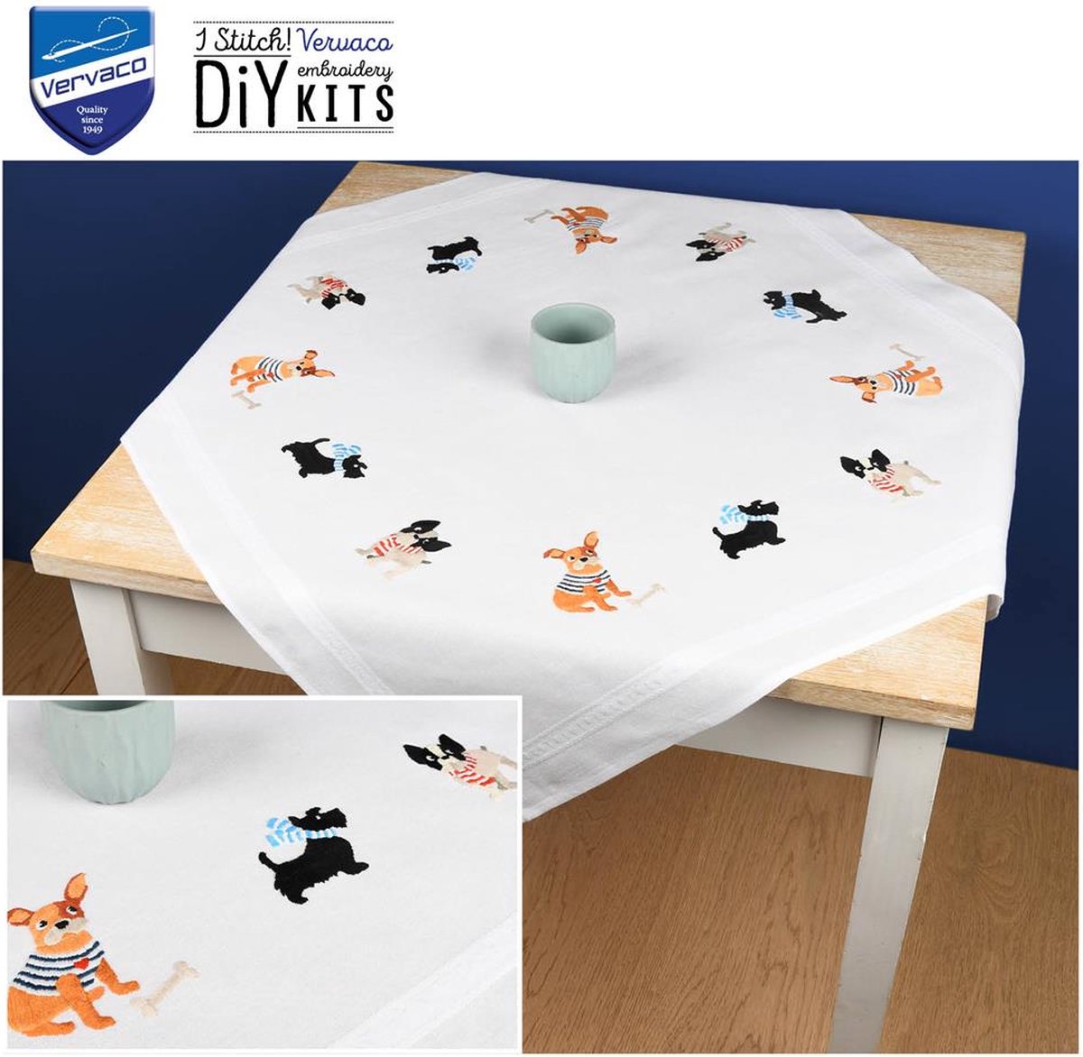 Vervaco Tafelkleed Oranje bloemen en vlinders borduren (pakket) PN
