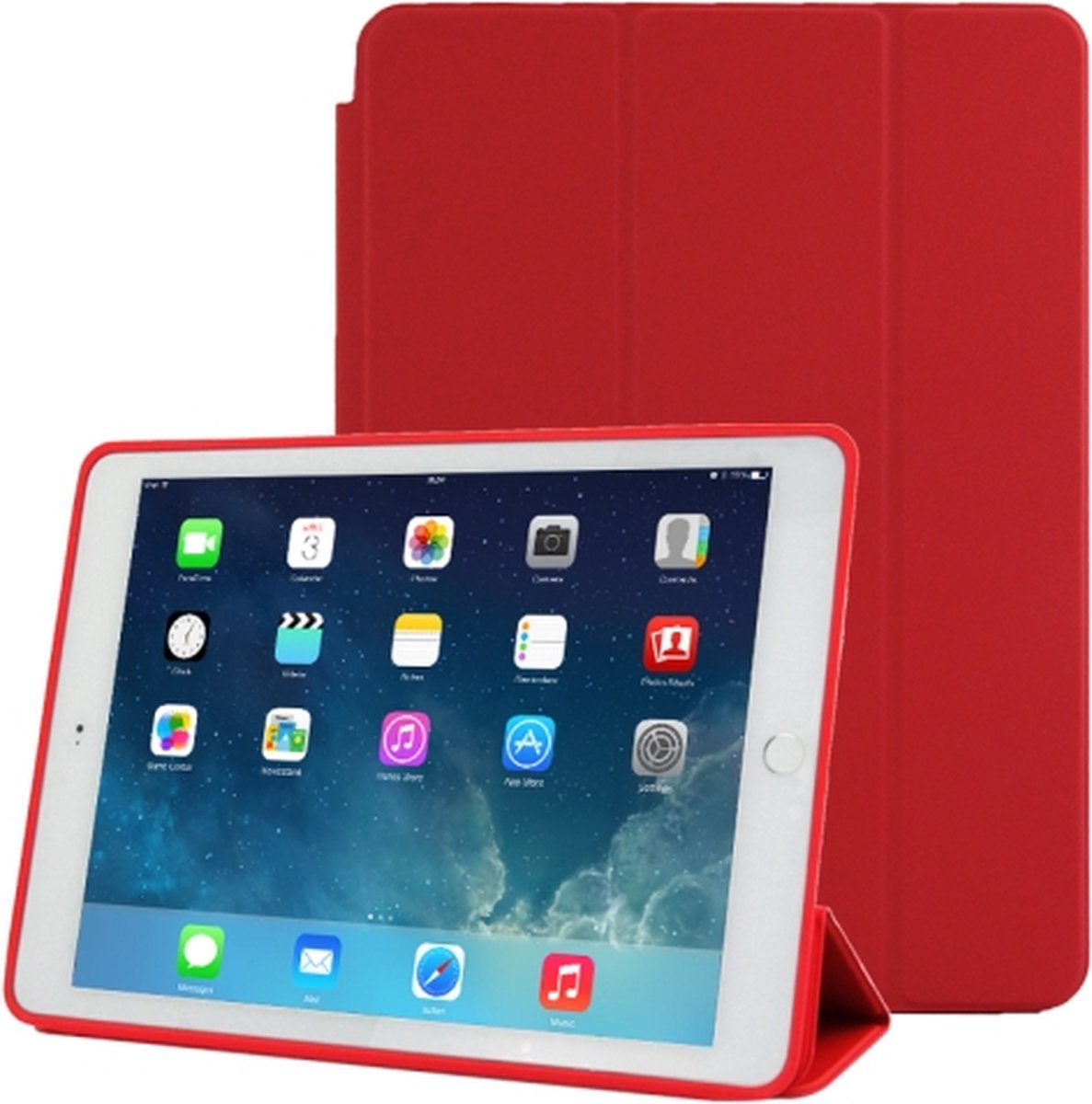 Apple iPad Air 2 magnetische Wallet case /flipcase stand/ hardcover achterzijde/ smart cover kleur Rood