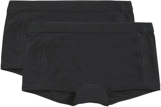 Twee zwarte meisjesbroekjes met elastische tailleband met logo.