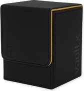EXo-Tec Premium verzamelkaartenbox voor 100+ kaarten, zoned pvc-kaarthouder, voor speelkaarten om te verzamelen en te ruilen, Zwart premium (zwart/geel)