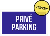 Pictogram/ sticker | "Privé parking" | 20 x 10 cm | Parking vrijhouden | Niet parkeren | Privaat parking | Nederlands | Blauw | 2 stuks