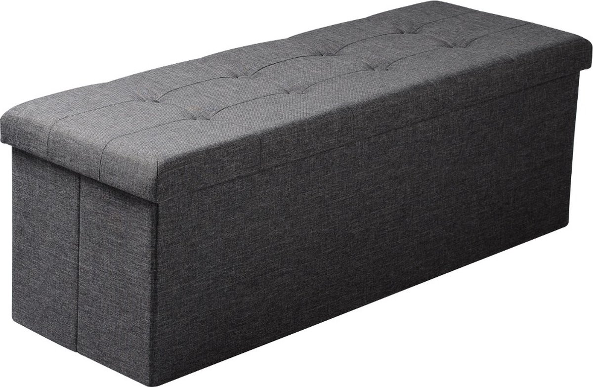 Luxe Opbergbank - Grijs - Met Opbergruimte - Zitbank - Poef - Voetenbank - 110x37.5x38cm