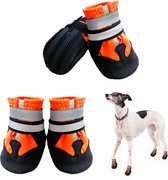 Dog Shoes, Set of 4 Waterproof Dog Shoes, Non-Slip Dog Depth with Reflective Strap, Rain Shoes, Dog Boots, Paw Protection for Small Medium Large Dogs (M, Orange)