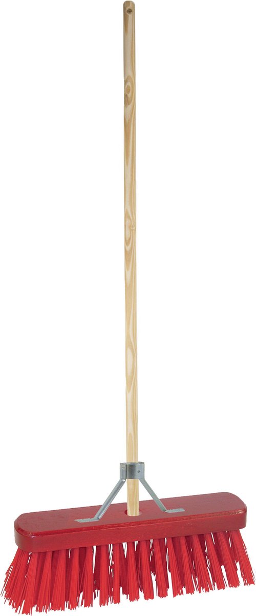 Goedkoopste Betra Buitenbezem - FSC hout - kunstvezel - rood - hard - 30 x 140 cm