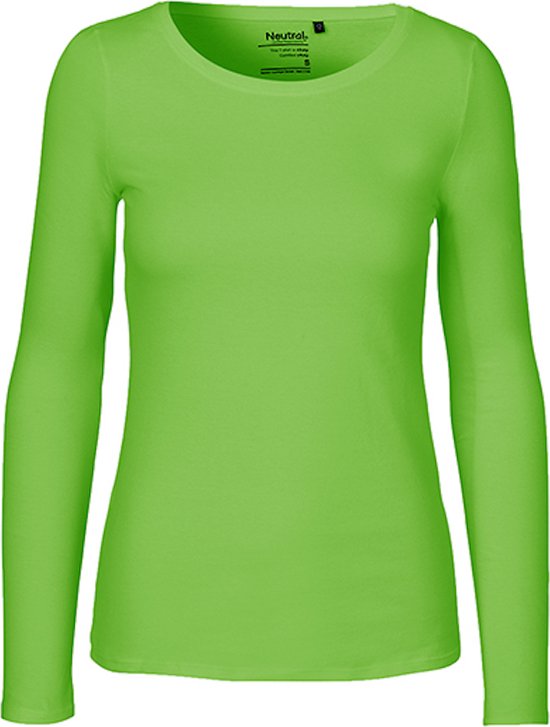 Ladies Long Sleeve T-Shirt met ronde hals Lime - S