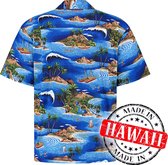 Hawaii Blouse Mannen - Shirt - Hemd - 100% Katoen - Overhemd Heren Korte Mouw - Made in Hawaii "Varen Rond Hawaii" Maat XXL