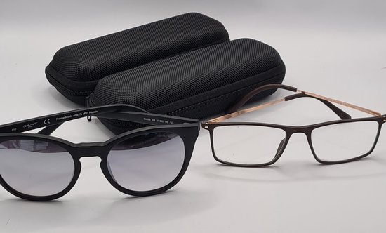 2 brillenkokers + 2 brillendoekjes / zwart / set van 2 brillendozen / cadeau / boîte de rangement / hard koker / Aland optiek - Aland optiek