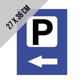 Pictogram/ bord | Parking met pijl naar links | 27 x 36 cm | Parkeerplaats | Klanten | Parkeren | Dikte: 2 mm | 1 stuk