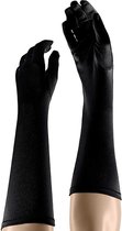 Apollo - Lange handschoenen - Satijnen handschoenen - 40 cm - Zwart - One size - Gala handschoenen - Lange handschoenen verkleed - Charleston accessoires - Carnaval