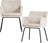 WOOOD Kam Eetkamerstoelen - Polyester - Off White - Set van 2