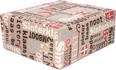 1x Rollen Sinterklaas kadopapier print taupe/rood 2,5 x 0,7 meter op rol 70 grams - Luxe papier kwaliteit cadeaupapier/inpakpapier - Sint en Piet