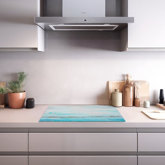 KitchenYeah® Inductie beschermer 80.2x52.2 cm - Verf - Schilderij - Abstract - Blauw - Kookplaataccessoires - Afdekplaat voor kookplaat - Inductiebeschermer - Inductiemat - Inductieplaat mat