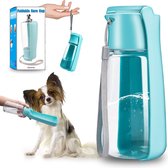 Lekvrije terugvloeiende drinkfles voor honden voor onderweg, KingAcc 18,5 oz opvouwbare honden-katten-reis-waterfles lichte drinkfles voor buiten (geen heet water gebruiken)