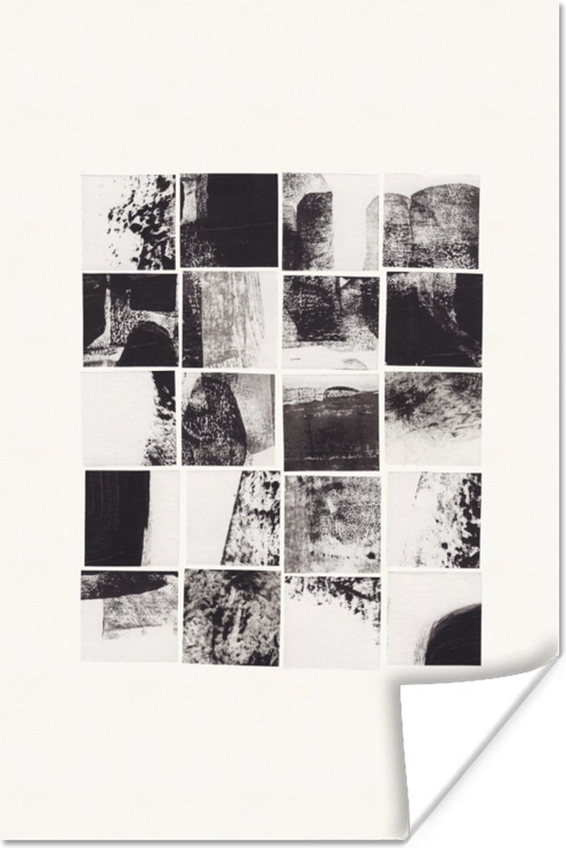 Poster Mozaïek - Abstract - Zwart - Wit - 80x120 cm
