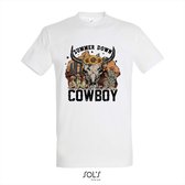 T-shirt Summer Down Cowboy - T-shirt korte mouw - Wit - 8 jaar