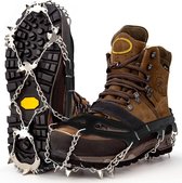 Premium stijgijzers voor bergschoenen met 19x rvs stalen spikes - professionele anti-slip schoenklauwen voor sneeuw en ijs - winter grote spikes voor schoenen - schoenkettingen om te wandelen - grootdelen ijsspikes - L