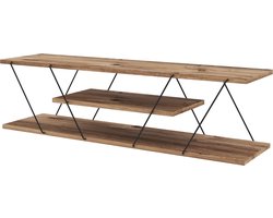 TV Meubel - Stijlvol Zwart & Walnoot Design - 120x33x30cm - Duurzaam Melamine Materiaal