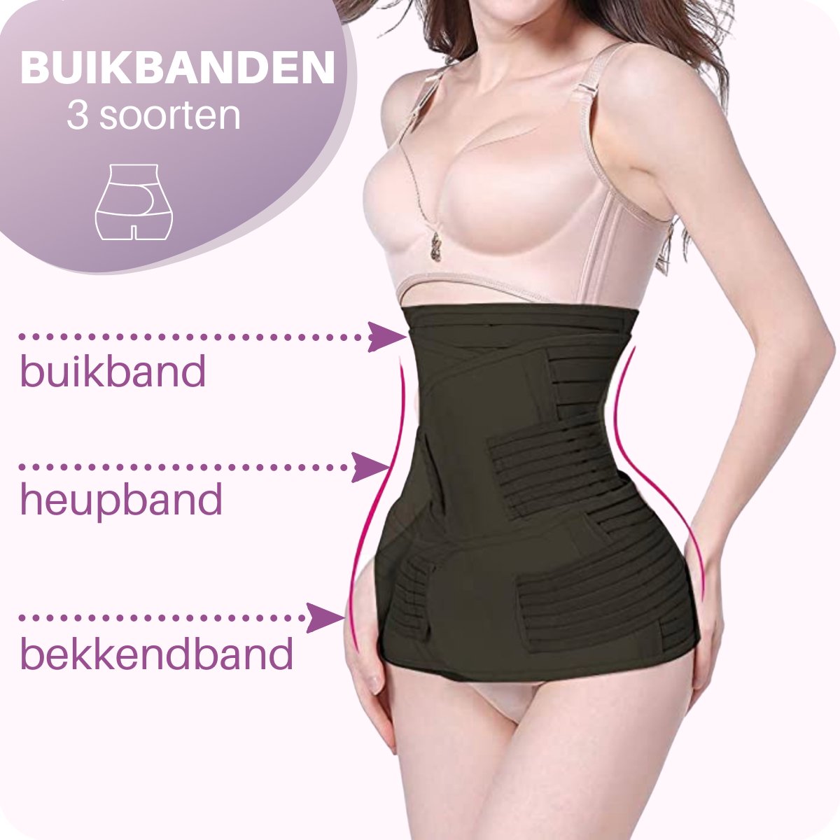 JT Beauty Care 3 in 1 Postpartum Buikband Zwart Maat XL – Na Zwangerschap - Bekkenband – Zwangerschapsband - Sluitlaken - Belly Binder – Zwangerschapskleding – Waist Trainer Postnatale Sluitband – Steunband Gift Mama – Buikbrace Kado - Cadeau Moeder – foto 3