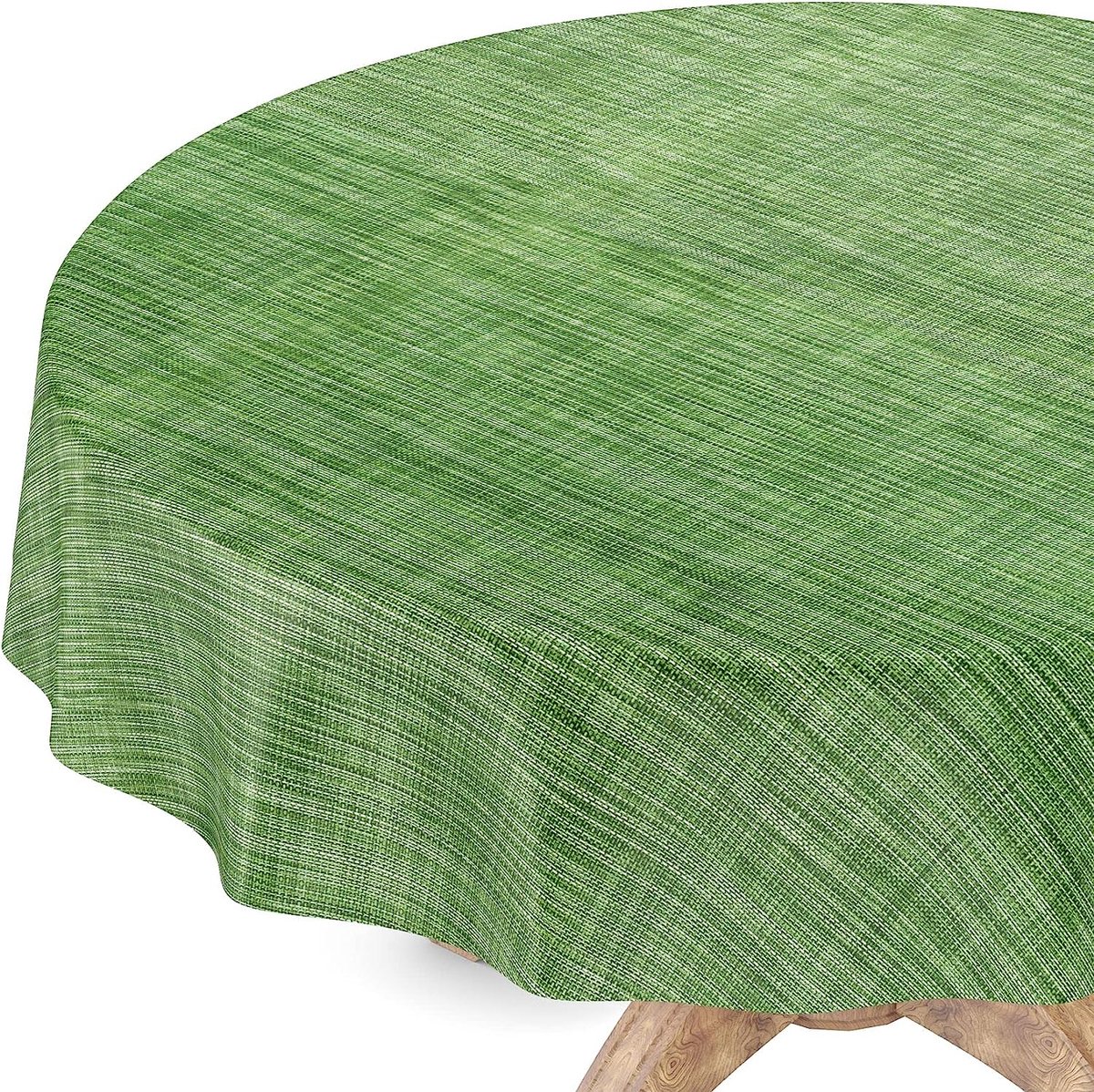 Afwasbaar tafelzeil, tuintafelkleed in linnenlook, met snijrand, rond 120 cm, groen