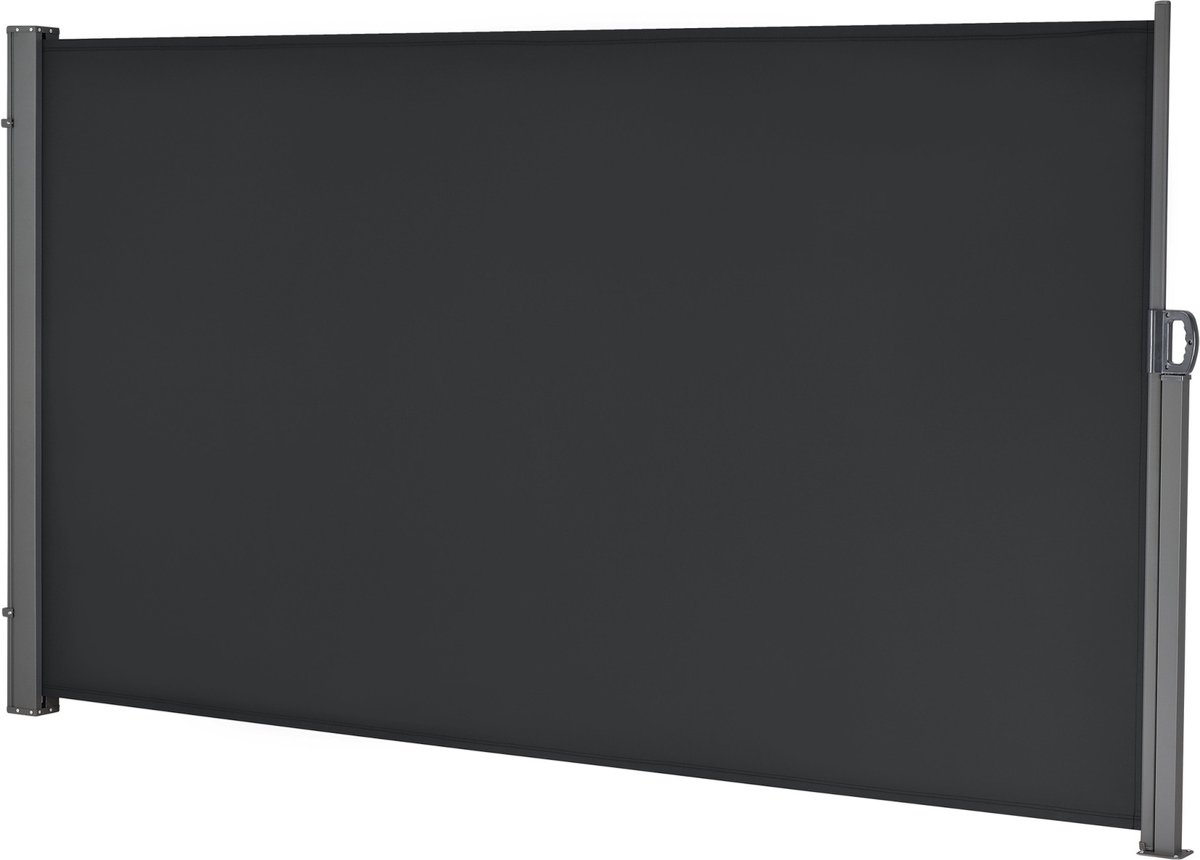 Windscherm Senne - Uitschuifbare Zijluifel - 300x160 cm - Antraciet en Zwart - Staal en Stof