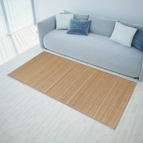 vidaXL Tapis en Bamboe - Marron - 80 x 200 cm - PVC antidérapant - Rebords en polypropylène - Tapis