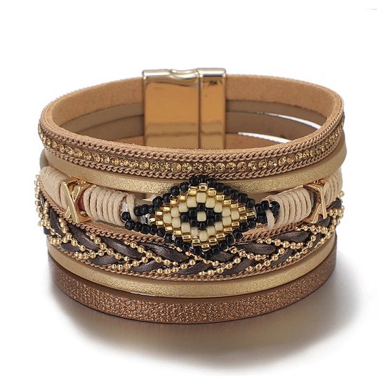 Sorprese armband - Boho Style - armband dames - wikkelarmband - multi - leer - cadeau - Model C