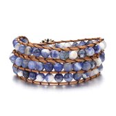 Bracelet Sorprese - Lune - bracelet femme - bracelet wrap - bleu - cuir - cadeau - Modèle C