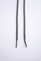 Schoenveters rond - koord grijs - 100cm met antracieten nestels veters rond veters voor wandelschoenen, werkschoenen en meer