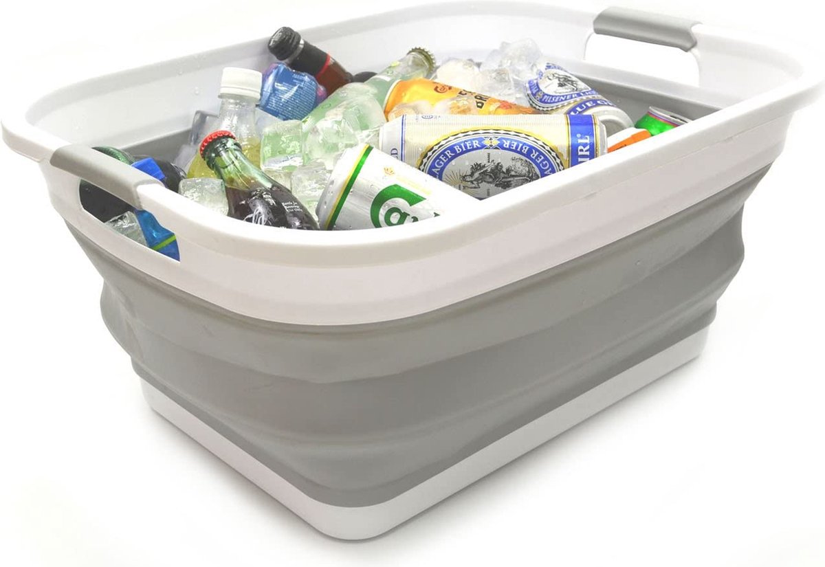 SAMMART 41L opvouwbare plastic wasmand - opvouwbare pop-up opbergcontainer/ organizer - draagbare wasbak - ruimtebesparende mand/mand (hemelsblauw