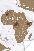 Wanddecoratie - Wereldkaart - Bruin - Afrika - 40x60 cm - Poster