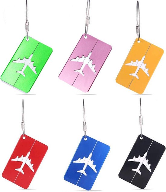 EPIN | étiquette de voyage | Étiquette de bagage | Etiquette de bagage | Aluminium | Différentes couleurs | 6 pièces