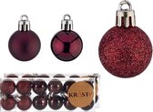 Krist+ petites boules de Noël - 36 pièces - vin/rouge bordeaux - plastique - 3 cm