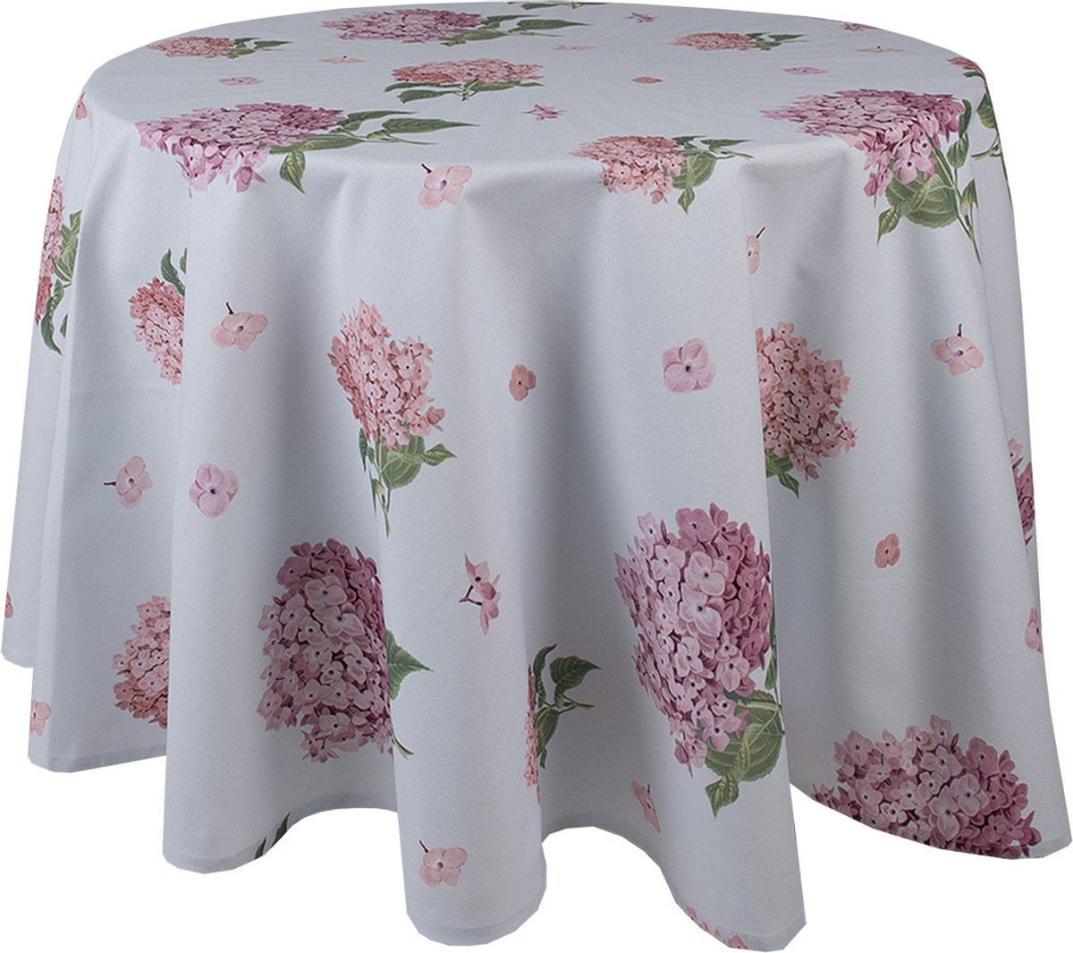Clayre & Eef Tafelkleed Ø 170 cm Blauw Roze Katoen Rond Hortensia