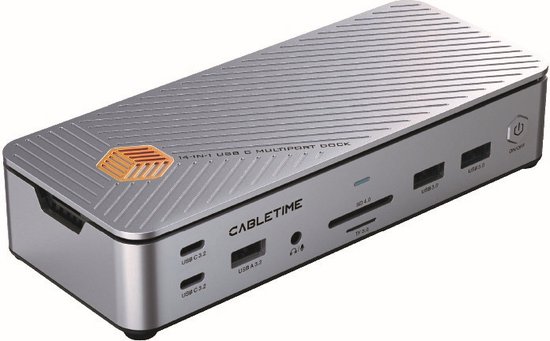 Cabletime - 8K - USB C - SSD NVME - 15 in 1 Docking Station - 3 externe beeldschermen - ook geschikt voor MacBook Pro