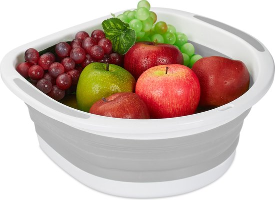 Relaxdays opvouwbaar vergiet - inklapbare zeef - pastavergiet - afdruiprek keuken - afwas - grijs
