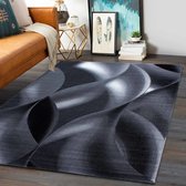 Flycarpets Marlon Vloerkleed -Modern Laagpolig- Grijs / Zwart - 80x150 cm