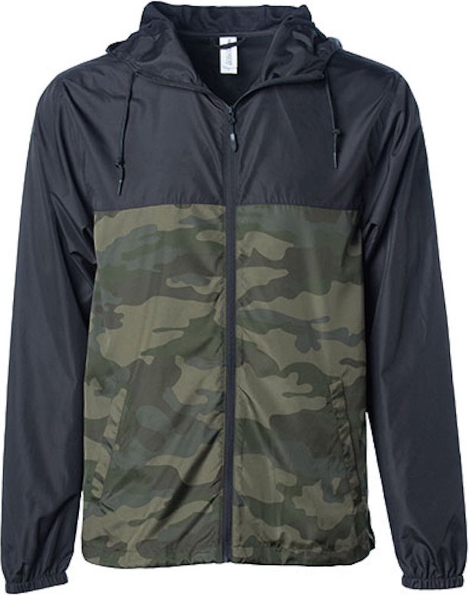 Unisex Lightweight Windbreaker Outdoorjas Forest Camo Zwart