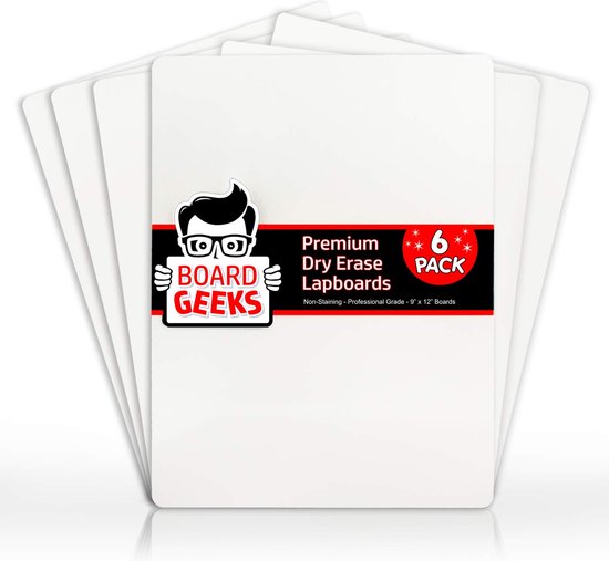 Acescreen® Droge wissen lapboards - 9 x 12 inch groot whiteboard - White Board Set - Geweldig voor leraren, studenten, kinderen, klaslokaal - Herbruikbaar, duurzaam, draagbaar, single -sided whiteboard (6 pack lapboards)