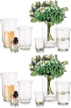 Kaarsenhouder, lantaarn, glas, set van 12, bloemenvaas, glazen kaarsenhouder voor stompkaarsen, theelicht drijvende kaarsen, glazen vaas, glazen cilinder, vazen ​​voor bruiloft, tafeldecoratie, eettafel, woonkamer decoratie
