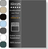 Sleeps Luxe Dubbel Jersey Hoeslaken Antraciet - 190 x 220 cm - 100% Hoogwaardige Katoen - Hoge Hoek -Perfecte Pasvorm
