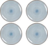 HAES DECO - Ontbijtborden set van 4 - Formaat Ø 21x1 cm - kleuren Blauw - Bedrukt Porselein - Collectie: Beach Holiday - Servies, kleine borden